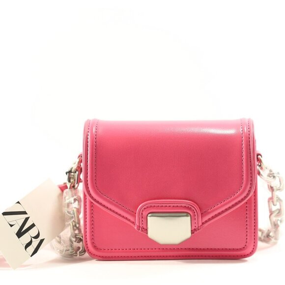 Zara Handbags - ZARA CROSSBODY BAG WITH METAL TRIM BARBIECORE | BRAND NEW